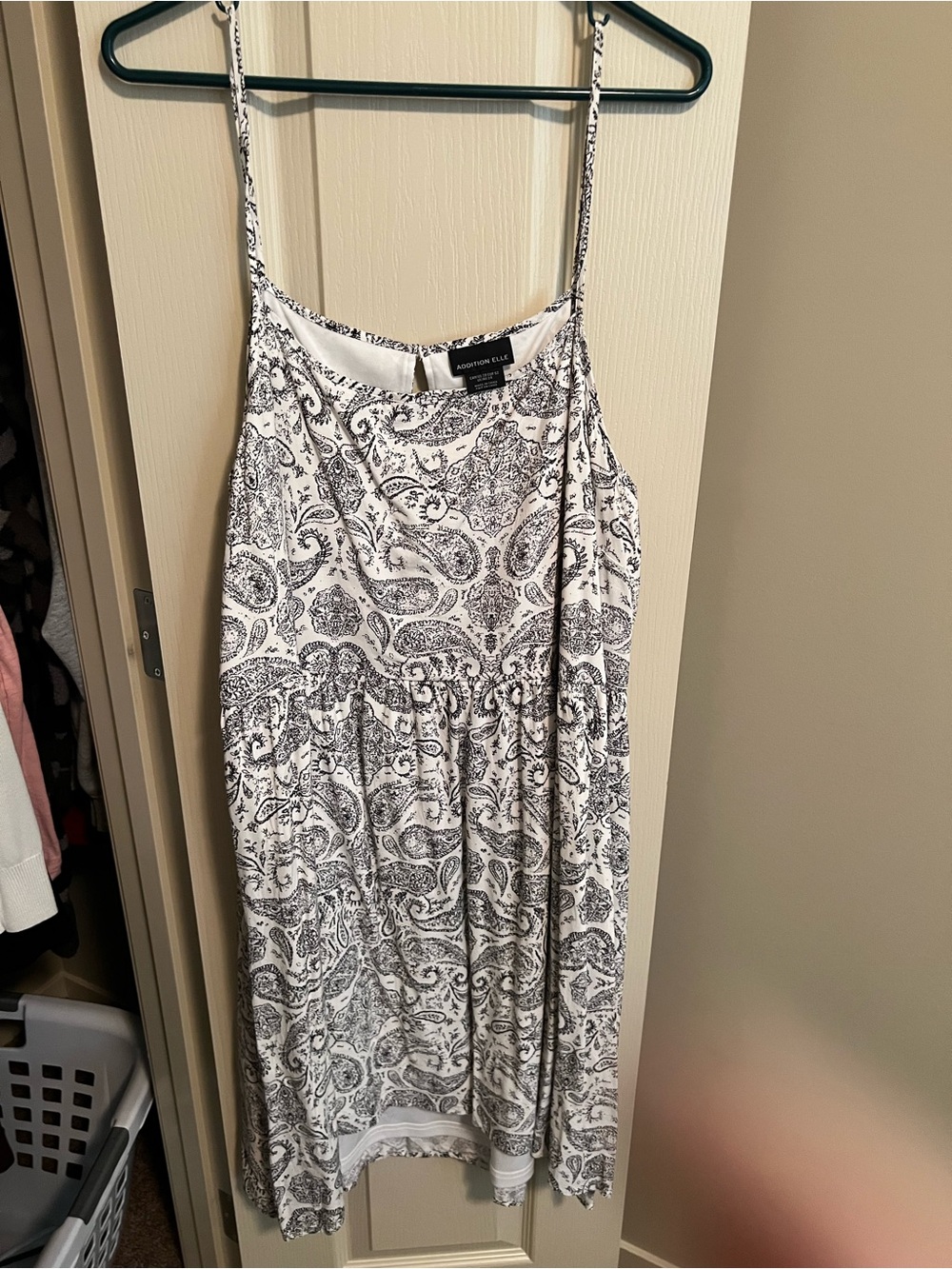 Addition Elle White & Black Paisley Midi Spaghetti-Strap Dress